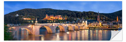 Naklejka na ścianę Heidelberg skyline panorama at night with castle and Old Bridge