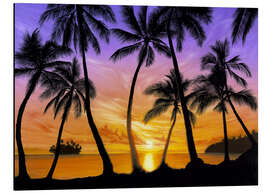 Magnettafel Palmenstrand bei Sonnenuntergang