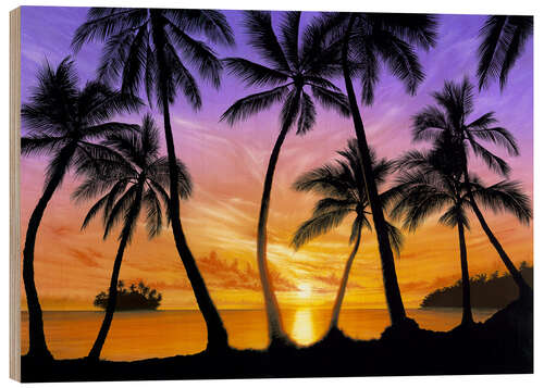 Hout print Palm beach sundown