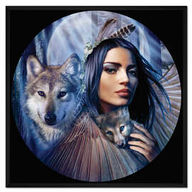 Gerahmter Kunstdruck Hüterin der Wölfe