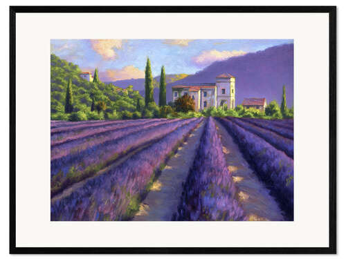Stampa artistica con cornice Lavender field with Abbey