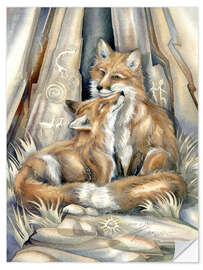 Sticker mural Renards