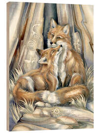 Print på træ Foxes
