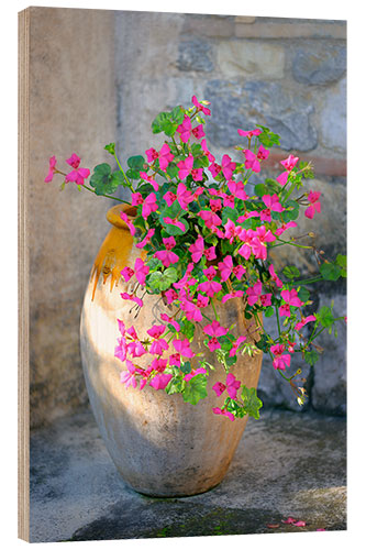 Quadro de madeira Pink Patio Flowers 