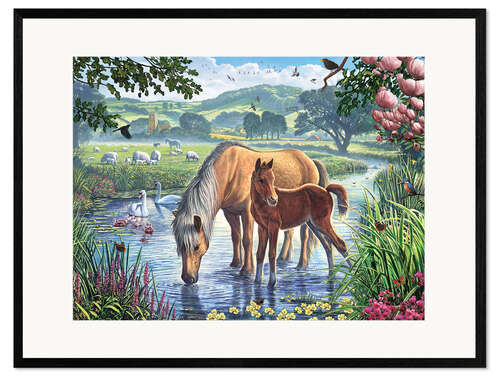 Gerahmter Kunstdruck Englische Fell-Ponys