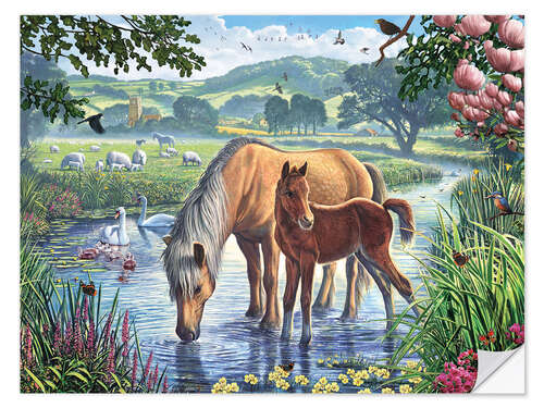 Sticker mural Poneys de race fell