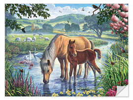 Sticker mural Poneys de race fell