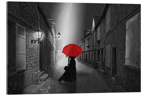 Acrylic print The woman with the red umbrella