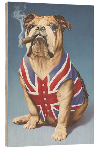 Wood print British bulldog