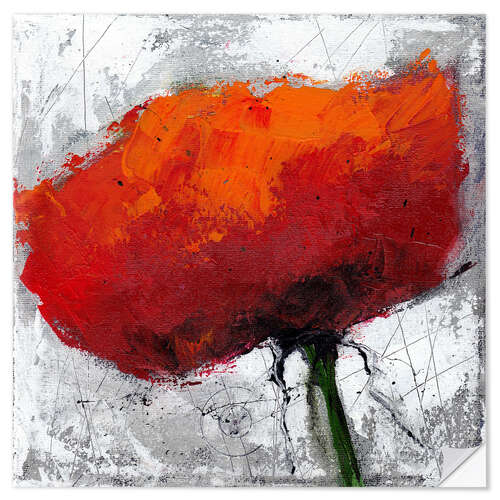 Vinilo para la pared Poppy flower on grey