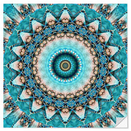 Sticker mural Mandala pierre précieuse turquoise