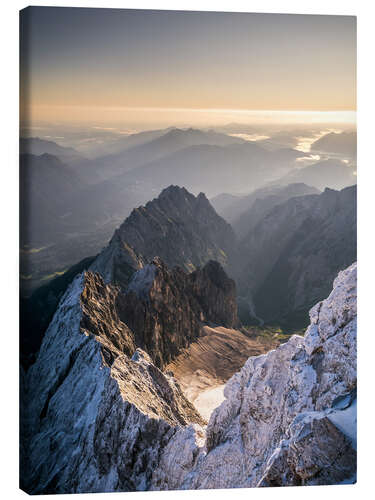 Leinwandbild Blick über die Alpen von der Zugspitze