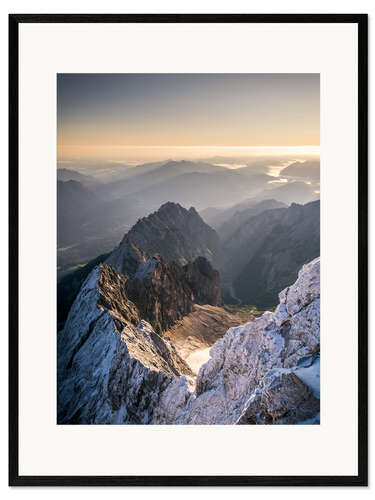 Impression artistique encadrée Vue sur les Alpes depuis la Zugspitze 