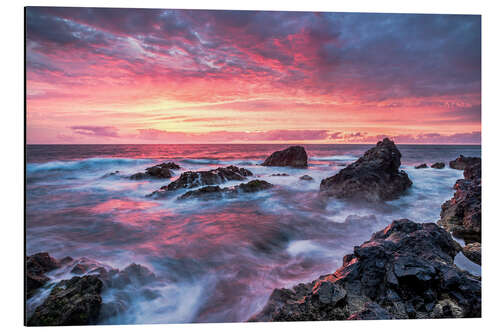 Aluminium print Sunset in Lanzarote at Los Hervideros