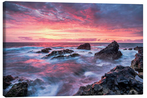 Stampa su tela Sunset in Lanzarote at Los Hervideros