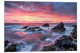 Hartschaumbild Sonnenuntergang in Lanzarote bei den Los Hervideros