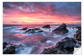 Selvklebende plakat Sunset in Lanzarote at Los Hervideros