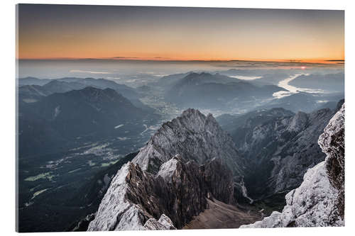 Akrylbilde Sunrise from Zugspitze mountain with view across the alps