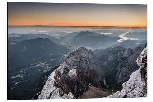 Aluminium print Sunrise from Zugspitze mountain with view across the alps