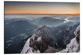 Tableau en aluminium Sommet de la Zugspitze avec vue sur les Alpes