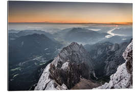 Gallery print Sunrise from Zugspitze mountain with view across the alps