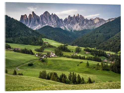 Akryylilasitaulu View over Funes in the Dolomites