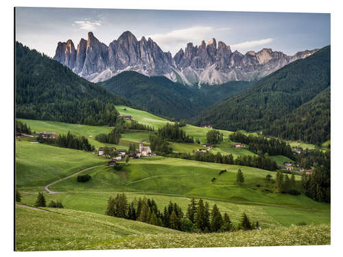 Alubild Blick über das Villnößtal in den Dolomiten