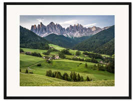 Gerahmter Kunstdruck Blick über das Villnößtal in den Dolomiten