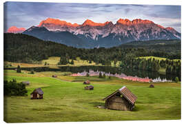 Canvas print Alpenglow at Karwendel mountains