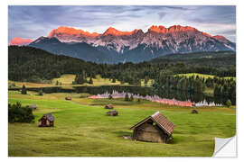 Naklejka na ścianę Alpenglow at Karwendel mountains