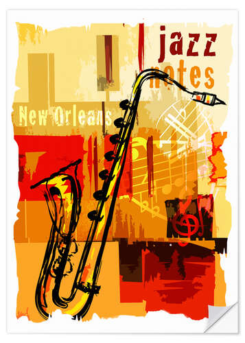 Selvklæbende plakat Jazz notes