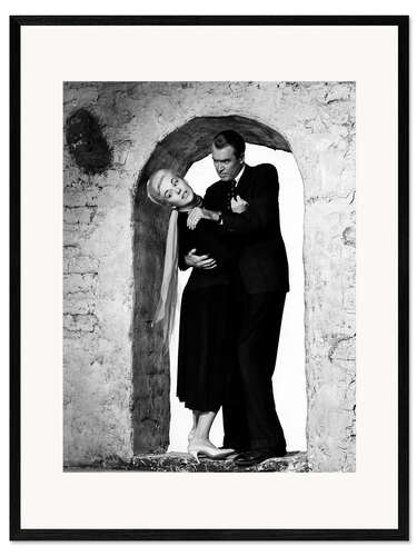 Framed art print VERTIGO, James Stewart, Kim Novak