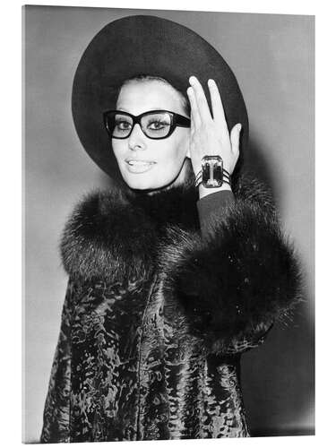 Acrylic print Sophia Loren with Hat
