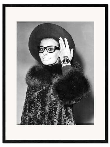 Ingelijste kunstdruk Sophia Loren with Hat