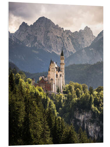 Foam board print Neuschwanstein Castle in front of the Alps