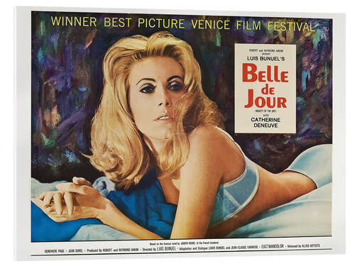 Tableau en verre acrylique Belle de jour avec Catherine Deneuve (anglais)