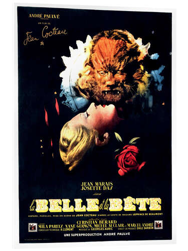 Stampa su vetro acrilico BEAUTY AND THE BEAST, (LA BELLE ET LA BETE), Josette Day, Jean Marais