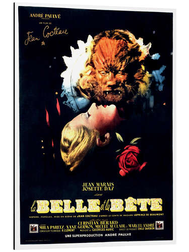 Aluminium print BEAUTY AND THE BEAST, (LA BELLE ET LA BETE), Josette Day, Jean Marais