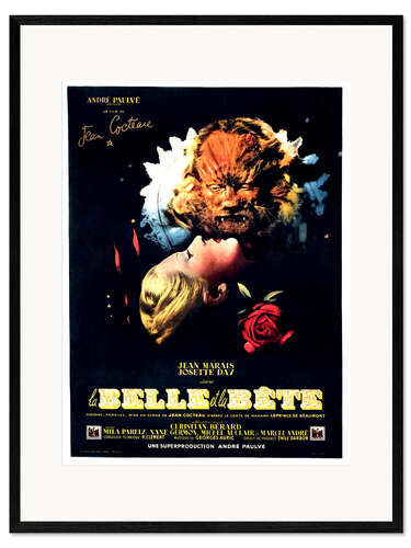 Framed art print BEAUTY AND THE BEAST, (LA BELLE ET LA BETE), Josette Day, Jean Marais