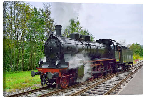 Quadro em tela Old Steam Locomotive in the Black Forest