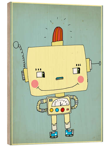 Wood print Robbie robot in love