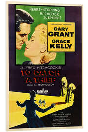 Foam board print TO CATCH A THIEF, Alfred Hitchcock, Cary Grant, Grace Kelly