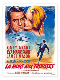 Poster NORTH BY NORTHWEST, (LA MORT AUX TROUSSES), Cary Grant, Eva Marie Saint