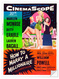 Selvklebende plakat HOW TO MARRY A MILLIONAIRE, Betty Grable, Marilyn Monroe, Lauren Bacall