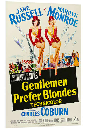 Foam board print Jane Russell, Marilyn Monroe - Gentelmen Prefer Blondes