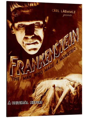 Aluminium print Frankenstein, Boris Karloff, Mae Clarke