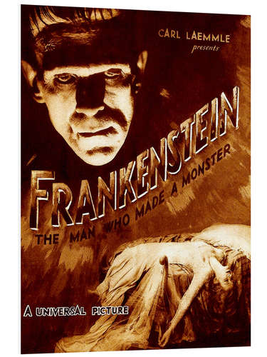 Foam board print Frankenstein, Boris Karloff, Mae Clarke