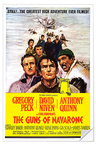 Selvklebende plakat THE GUNS OF NAVARONE, David Niven, Gregory Peck, Anthony Quinn