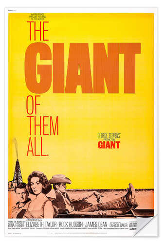 Naklejka na ścianę GIANT, Rock Hudson, Elizabeth Taylor, James Dean