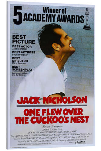 Aluminium print One Flew Over the Cuckoos Nest, Jack Nicholson